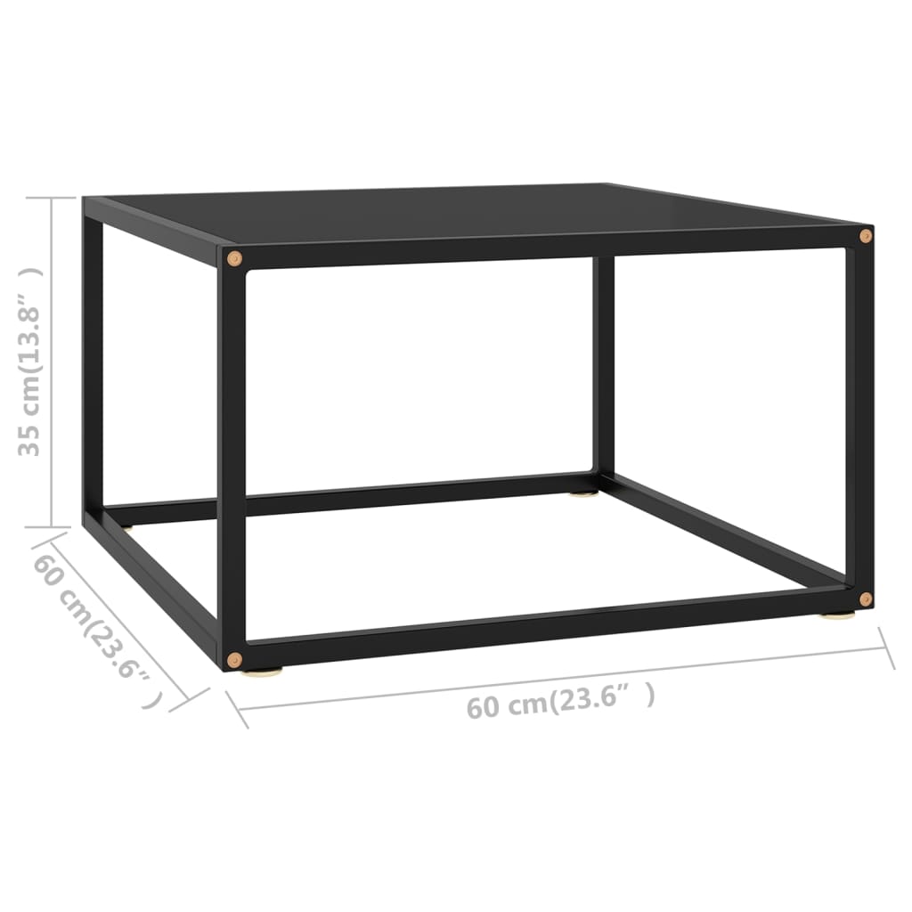 sofabord 60x60x35 cm glas sort