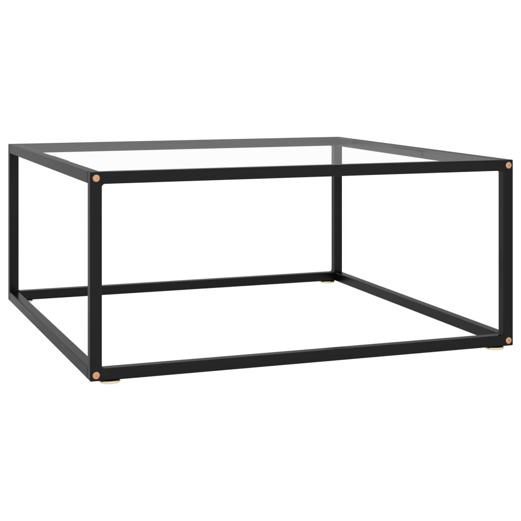 sofabord 80x80x35 cm hærdet glas sort