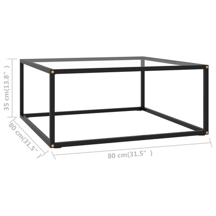 sofabord 80x80x35 cm hærdet glas sort
