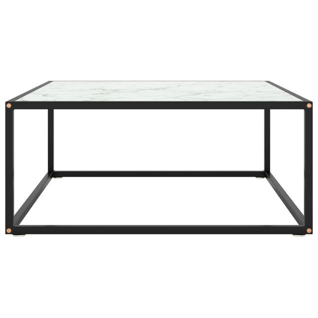 tebord 80x80x35 cm marmorglas hvid