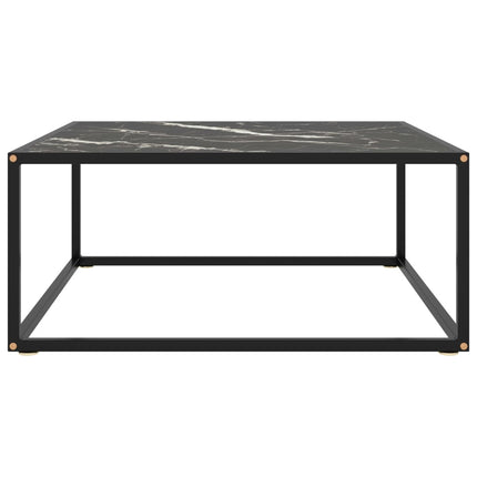 sofabord 80x80x35 cm marmorglas sort