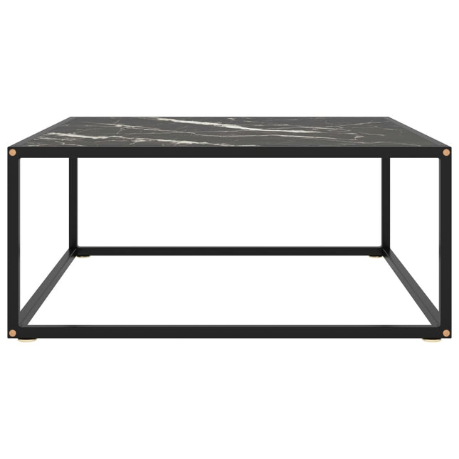 sofabord 80x80x35 cm marmorglas sort