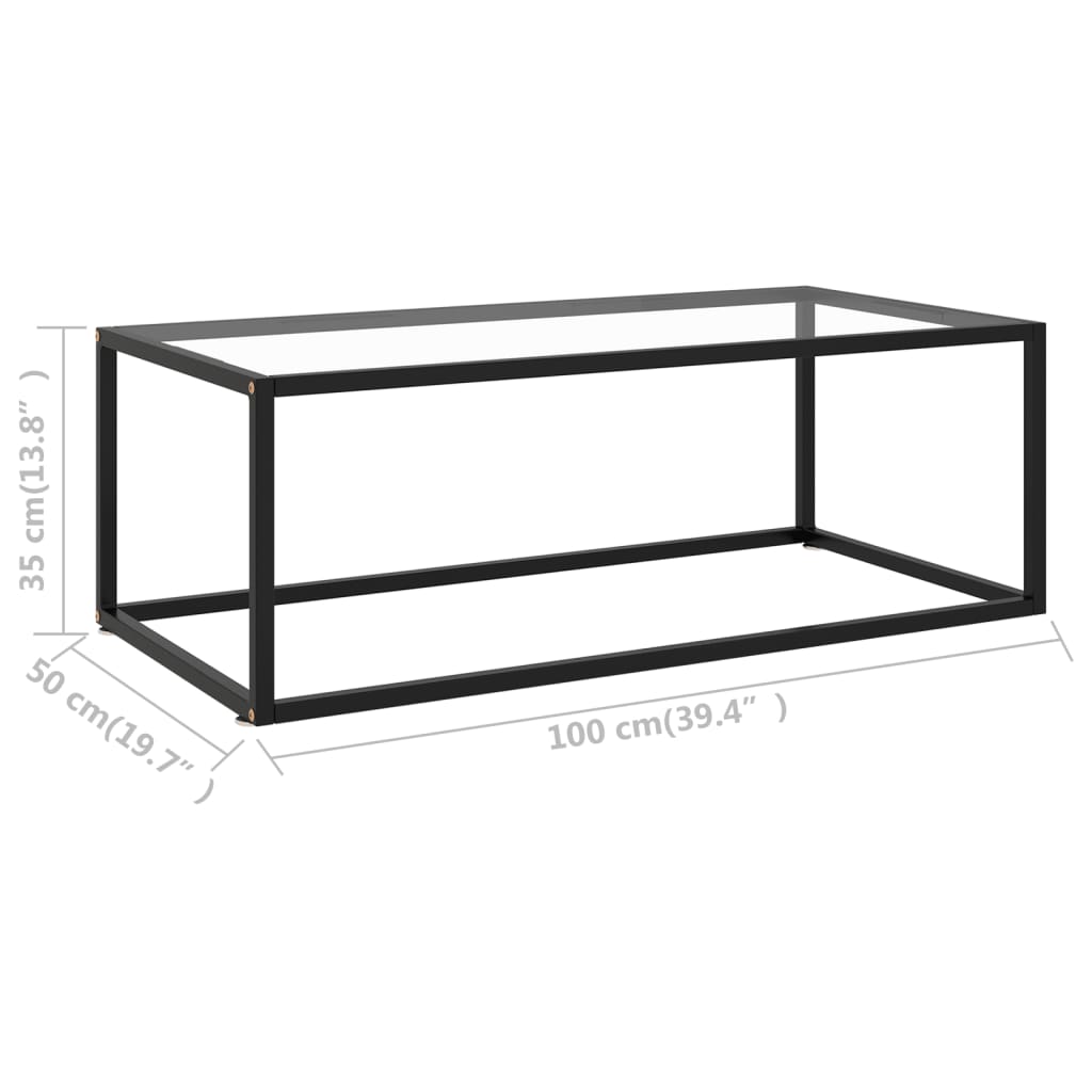 sofabord 100x50x35 cm hærdet glas sort