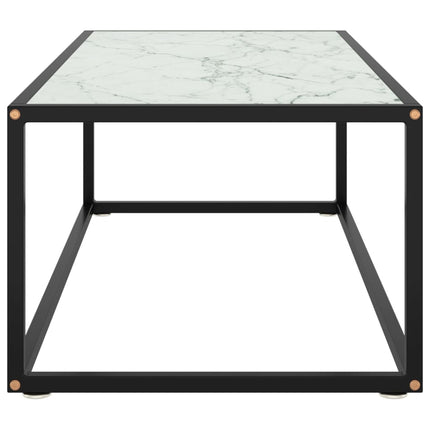sofabord 100x50x35 cm hvidt marmorglas sort
