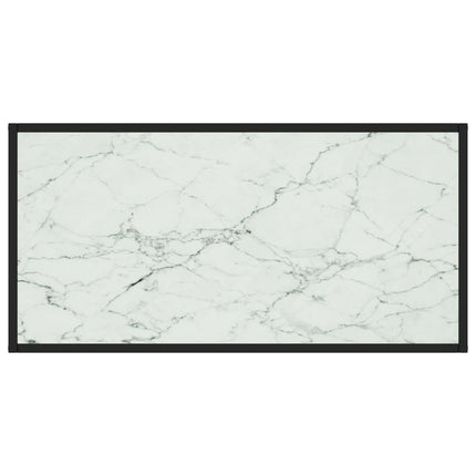 sofabord 100x50x35 cm hvidt marmorglas sort