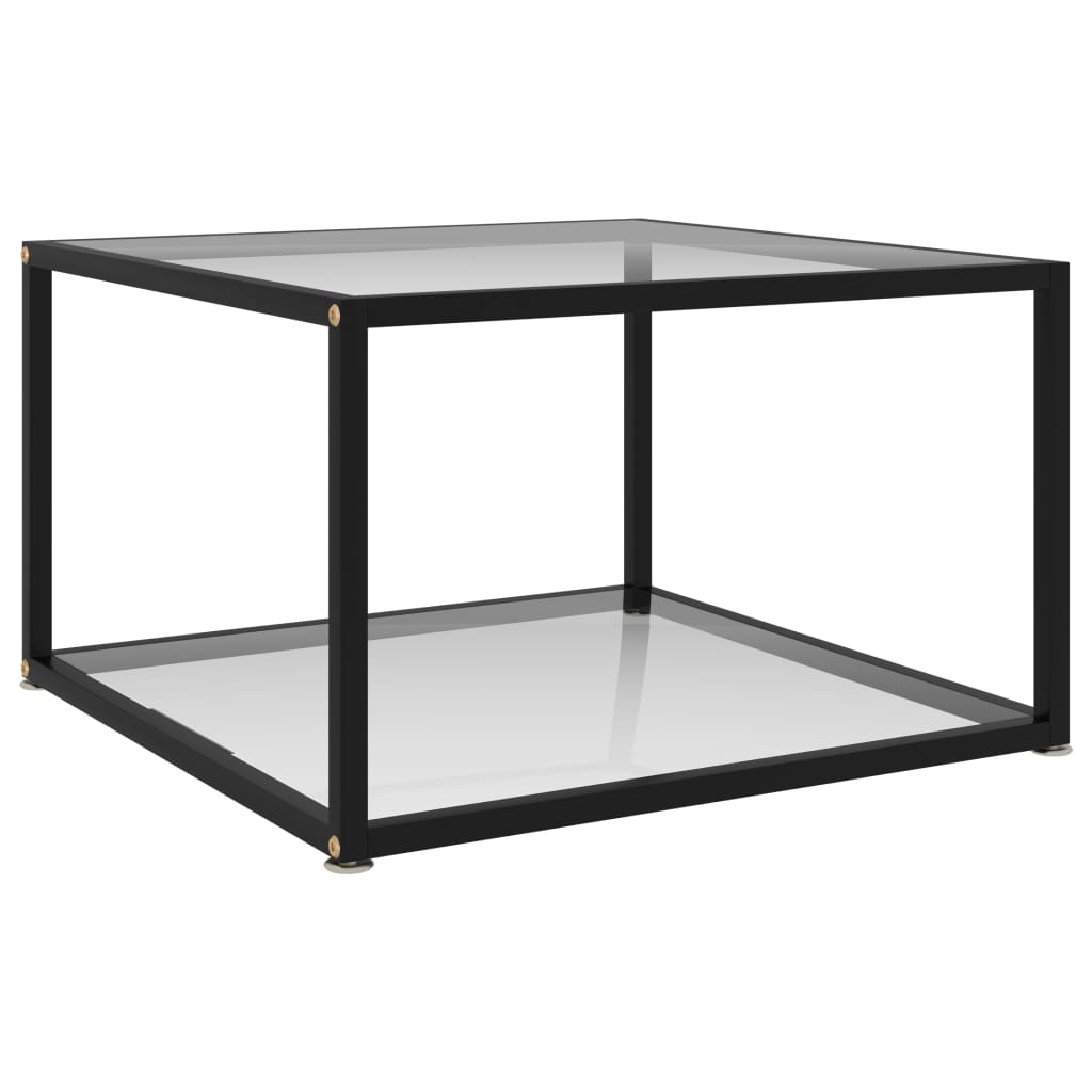 sofabord 60x60x35 cm hærdet glas transparent