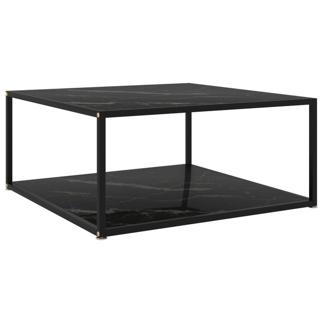 sofabord 80x80x35 cm hærdet glas sort