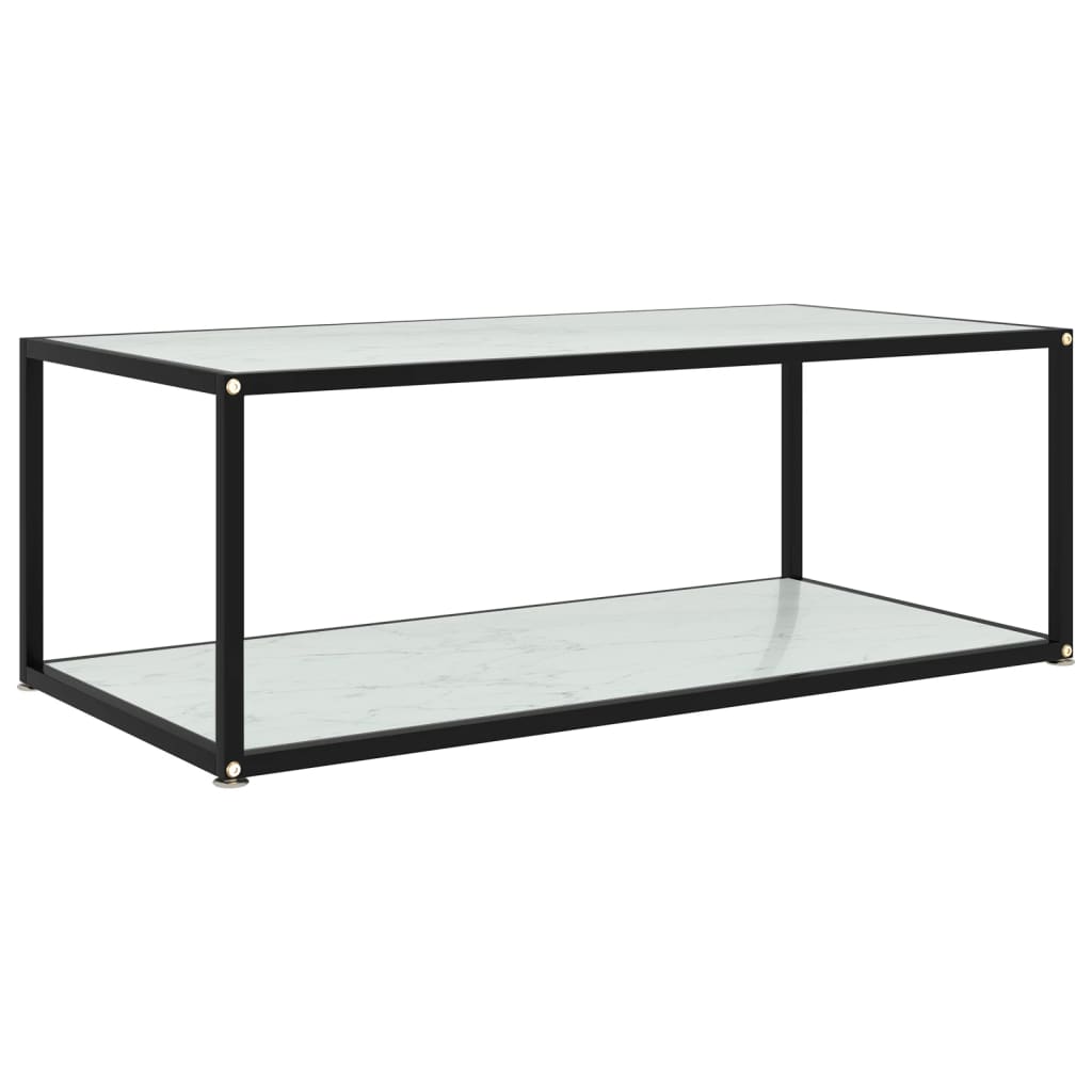 sofabord 100x50x35 cm hærdet glas hvid