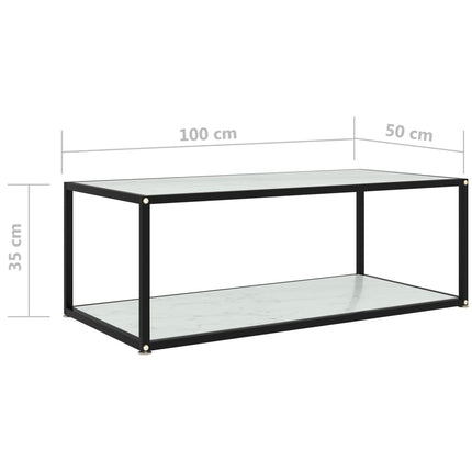 sofabord 100x50x35 cm hærdet glas hvid