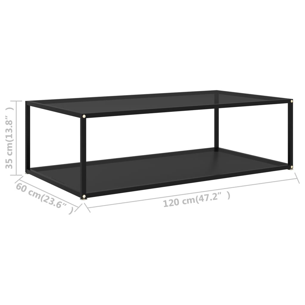 sofabord 120x60x35 cm hærdet glas sort