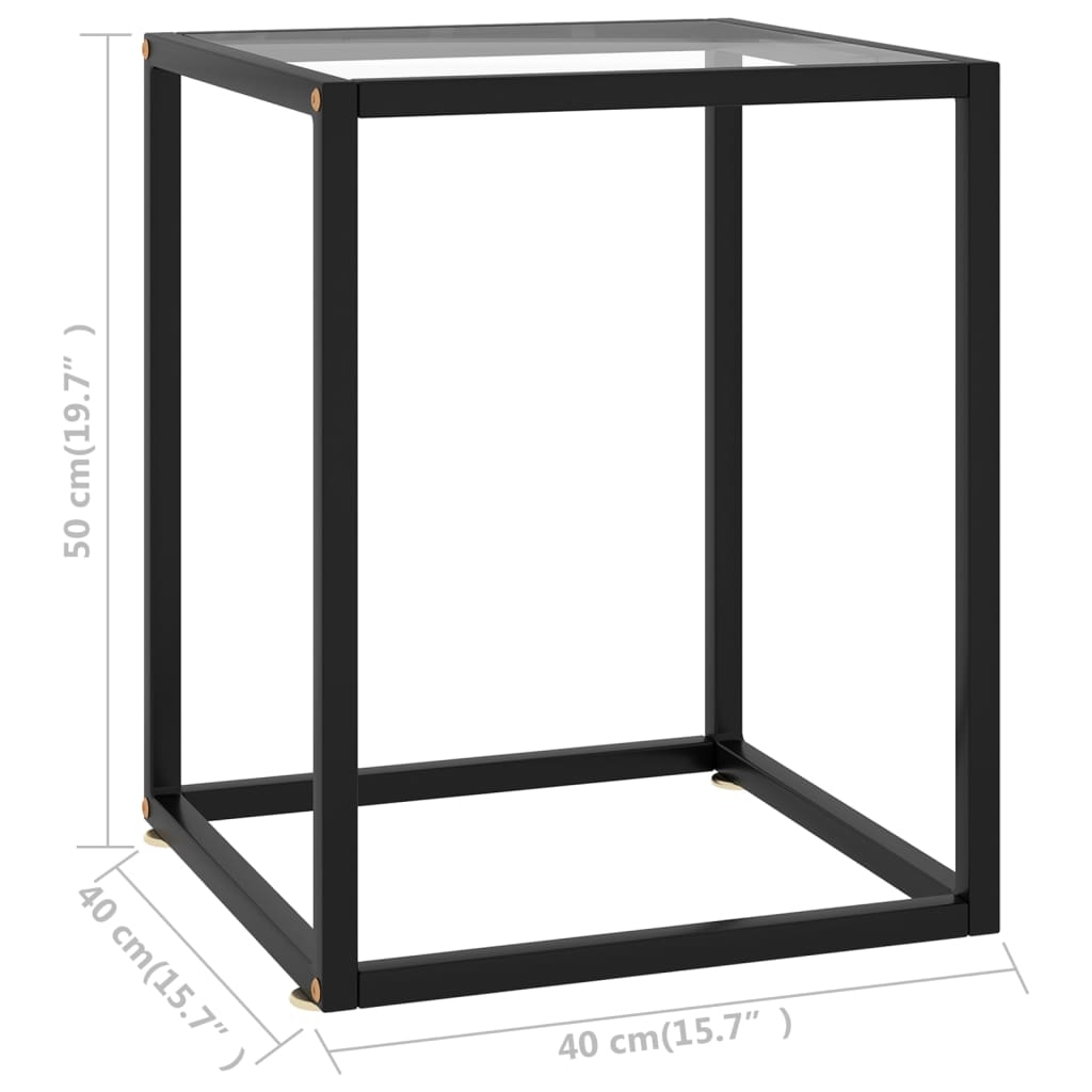 sofabord 40x40x50 cm hærdet glas sort