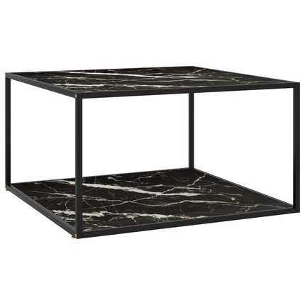 sofabord 90x90x50 cm marmorglas sort