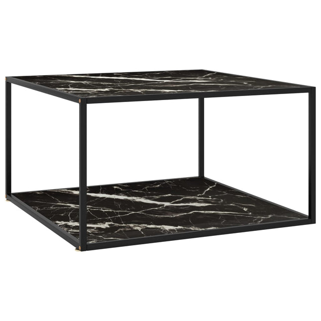 sofabord 90x90x50 cm marmorglas sort