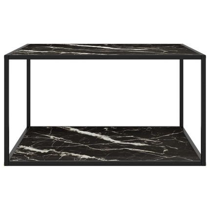 sofabord 90x90x50 cm marmorglas sort