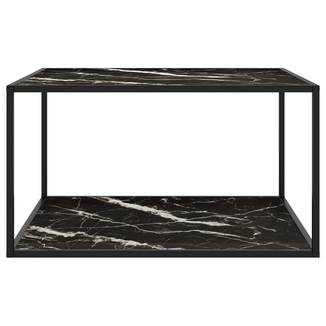 sofabord 90x90x50 cm marmorglas sort