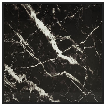 sofabord 90x90x50 cm marmorglas sort
