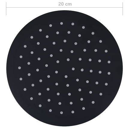 regnbrusehoved 20 cm rund rustfrit stål sort