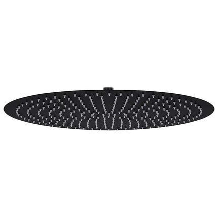 regnbrusehoved 50 cm rustfrit stål rund sort
