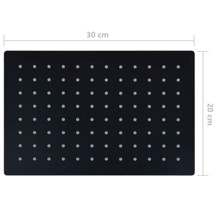 regnbrusehoved 30x20 cm rustfrit stål rektangulær sort