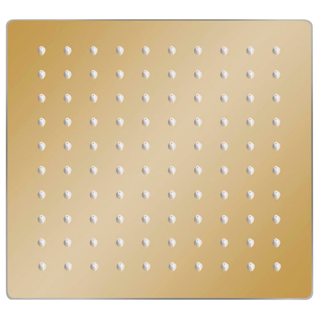regnbrusehoved 20x20 cm firkantet rustfrit stål guldfarvet