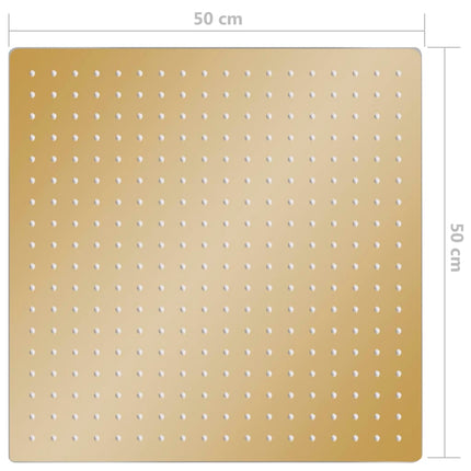 regnbrusehoved 50x50 cm firkantet rustfrit stål guldfarvet
