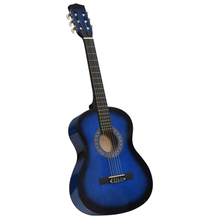 klassisk guitar med taske for begyndere 3/4 36" blå