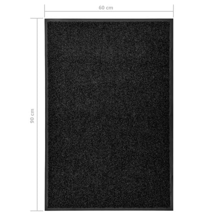 vaskbar dørmåtte 60x90 cm sort