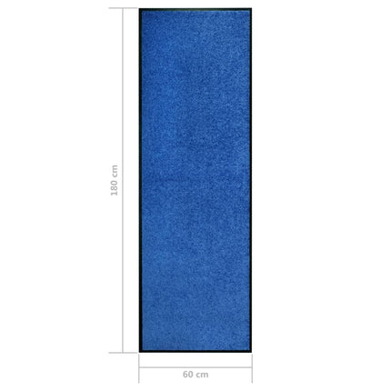 vaskbar dørmåtte 60x180 cm blå