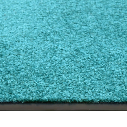 vaskbar dørmåtte 60x180 cm cyanblå