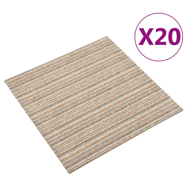 Tæppe 20 stk. Stribet beige 50 x 50 cm 100% Polypropylen