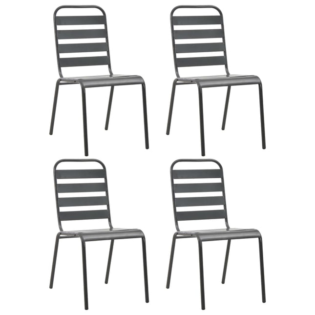 udendørsstole 4 stk. lameldesign stål mørkegrå