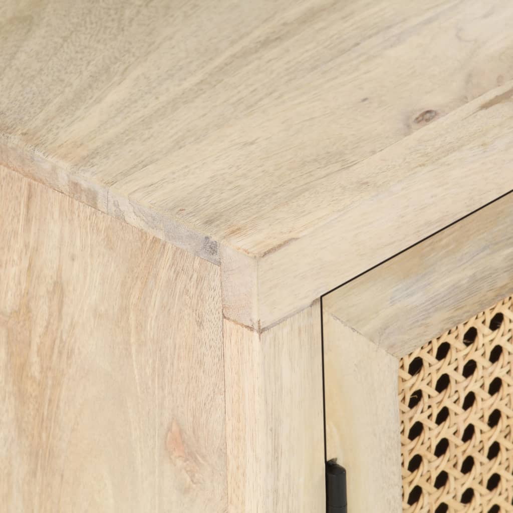 sengebord 40x30x50 cm massivt mangotræ og naturligt rørflet