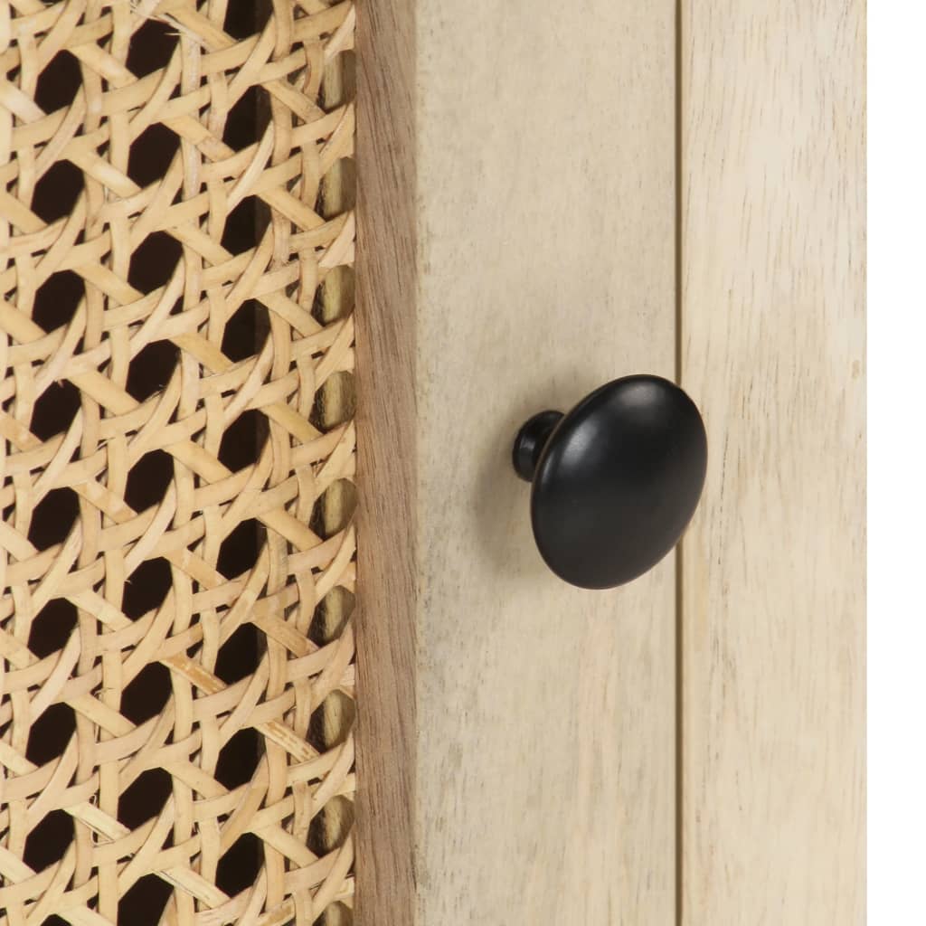 sengebord 40x30x50 cm massivt mangotræ og naturligt rørflet