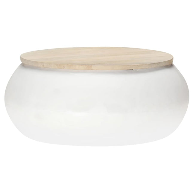sofabord 68x68x30 cm massivt mangotræ hvid