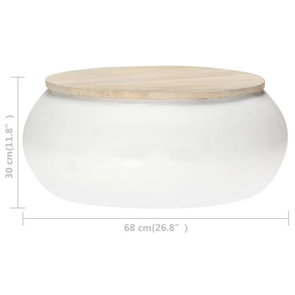 sofabord 68x68x30 cm massivt mangotræ hvid