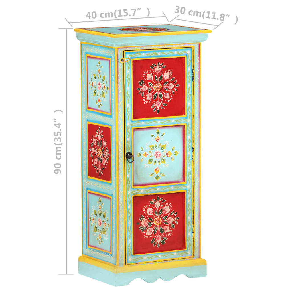 håndmalet højskab 40x30x90 cm massivt mangotræ