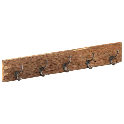 knagerække med 5 knager 100x2,5x15 cm massivt genbrugstræ