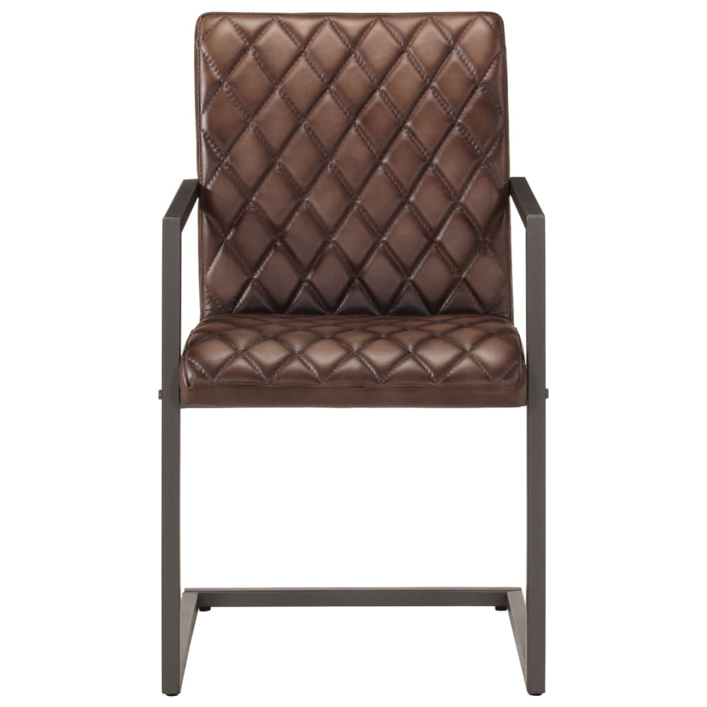 spisebordsstole med cantilever 2 stk. ægte læder brun