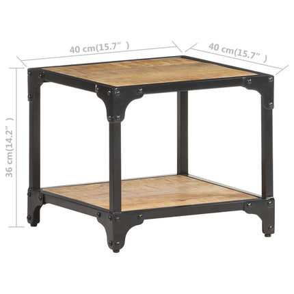 sofabord 40x40x36 cm massivt ru mangotræ