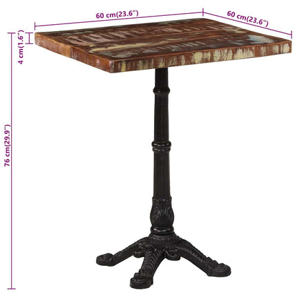 bistrobord 60x60x76 cm massivt genbrugstræ