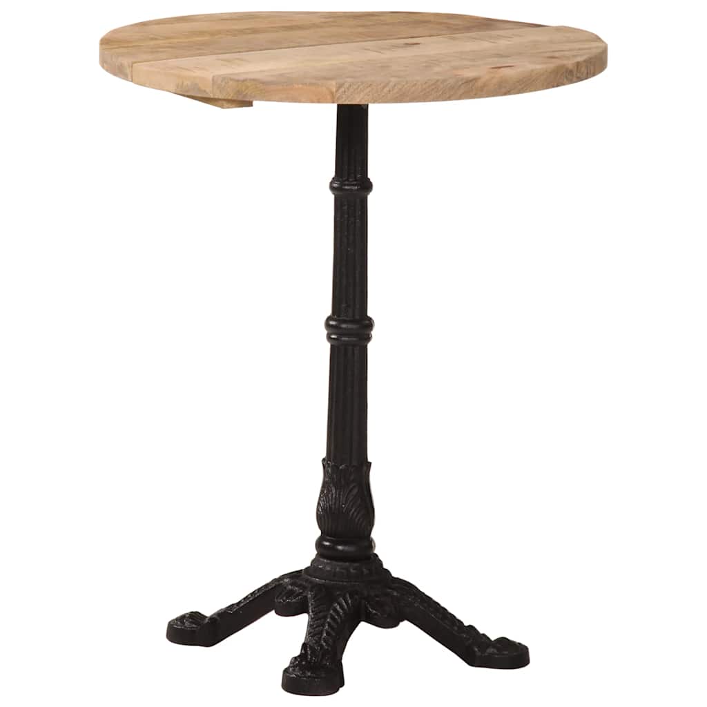 Bistrobord Ø60 x 76 cm i ru mangotræ med støbejernsfod