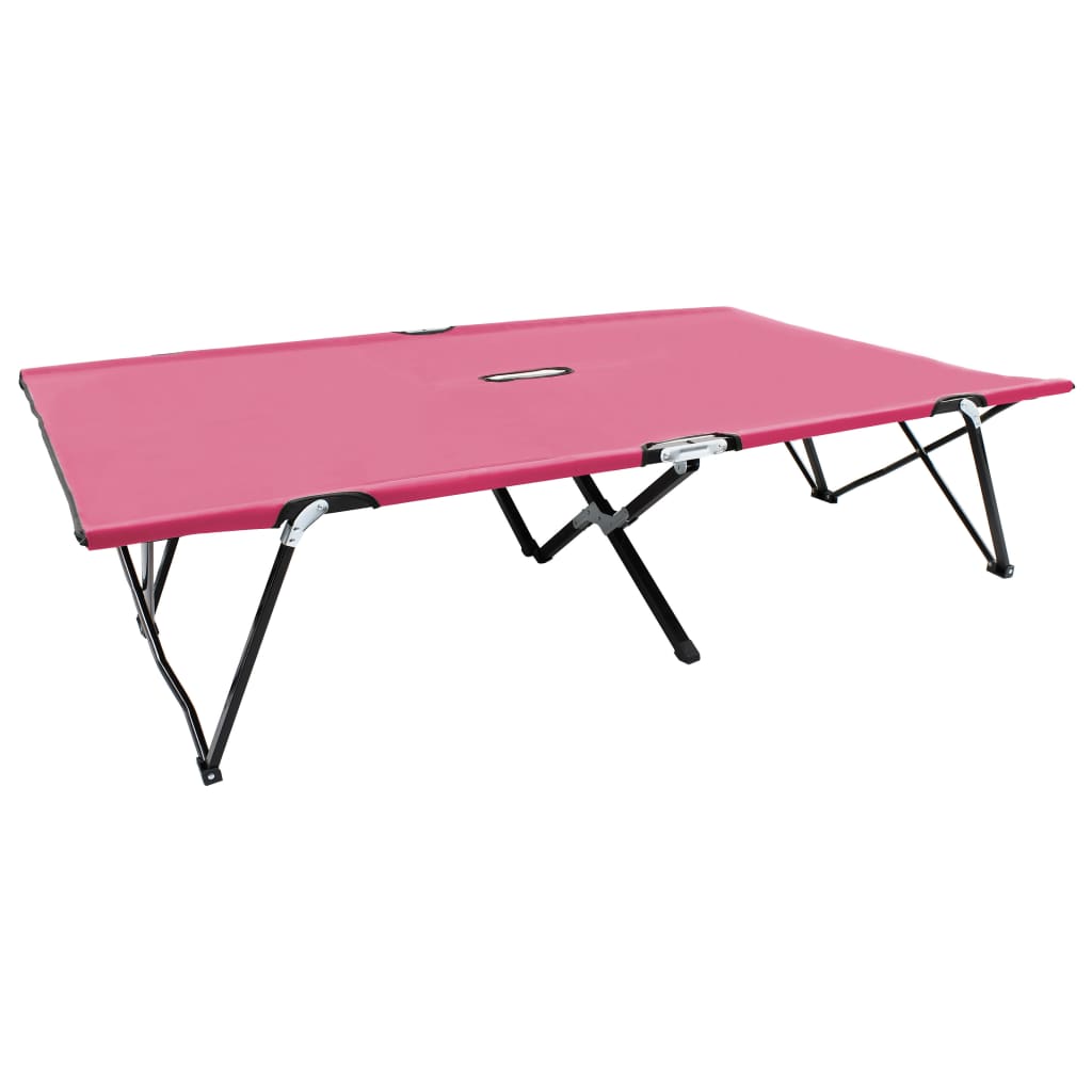 2-personers liggestol foldbar stål pink billede