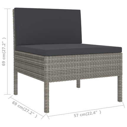 havestole 3 stk. med hynder polyrattan grå