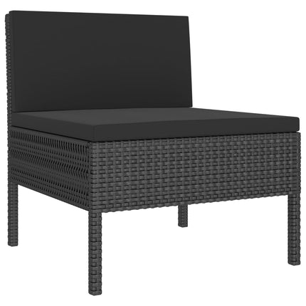 loungesæt til haven 2 dele med hynder polyrattan sort