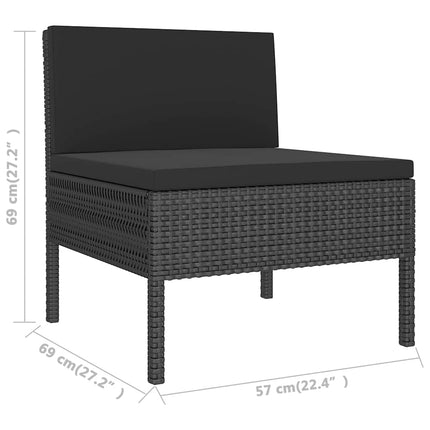 loungesæt til haven 2 dele med hynder polyrattan sort