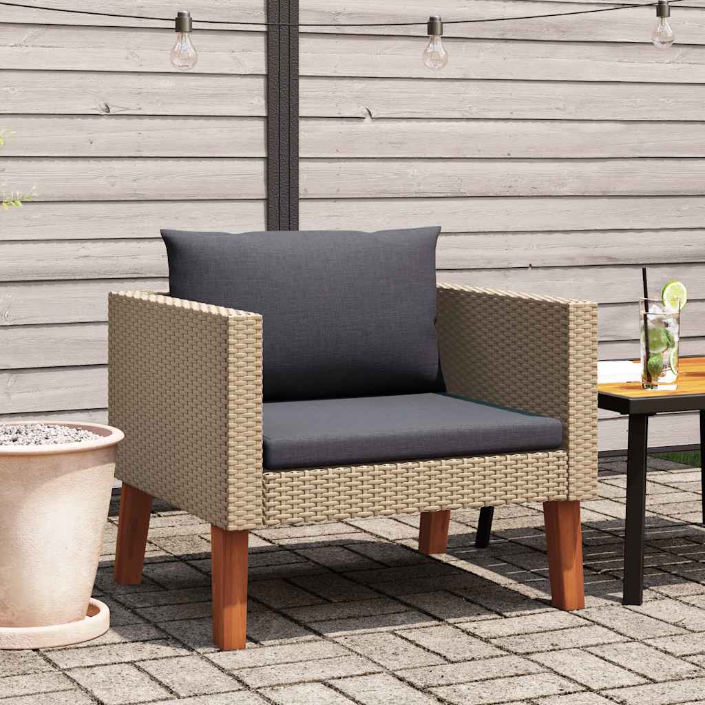 1-personssofa med hynder polyrattan beige billede