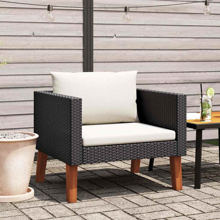1-personssofa med hynder polyrattan sort