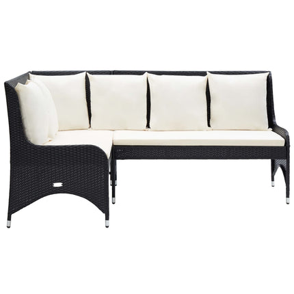 hjørnesofaer til haven 2 stk. polyrattan sort