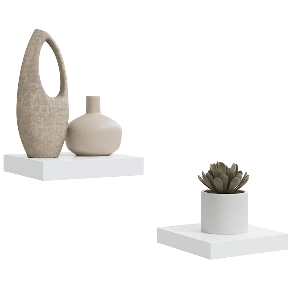 væghylder 2 stk. 23x23,5x3,8 cm MDF hvid højglans