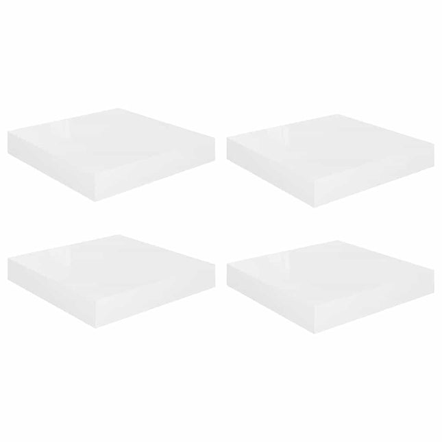 væghylder 4 stk. 23x23,5x3,8 cm MDF hvid højglans